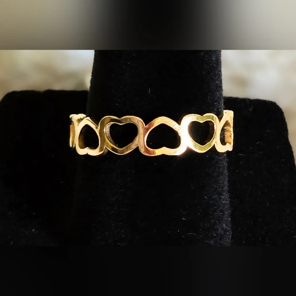 Stainless Steel Gold Overlay Modern Infinity‎ Heart Ring Sz 6,7,8,9 NWT